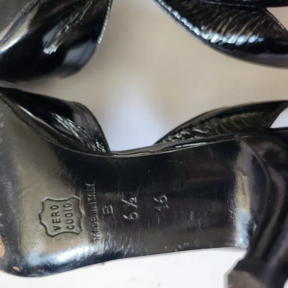 Thierry Mugler Vintage Black Patent Peep Toe Marilyn Monroe Style 6.5 - Picture 11 of 11